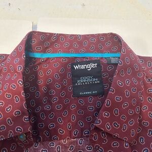 Wrangler Cody Johnson Burgundy Paisley Button Down Shirt